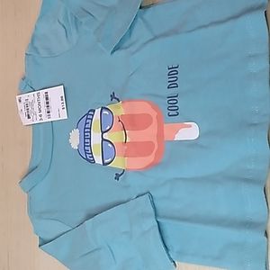 Macy's First Impressions Boys long sleeve shirt blue w ice cream size 3-6 months